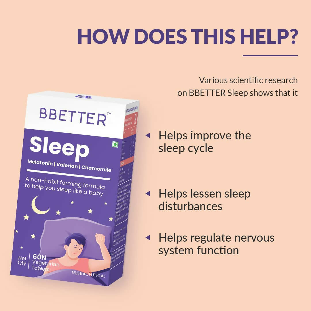 BBETTER Sleep Tablets Melatonin, Valerian, Chamomile 