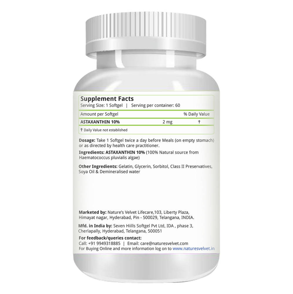 Nature's Velvet Astaxanthin Softgels 