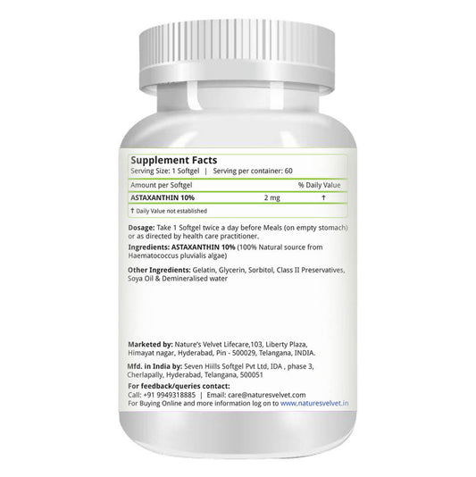Nature's Velvet Astaxanthin Softgels 