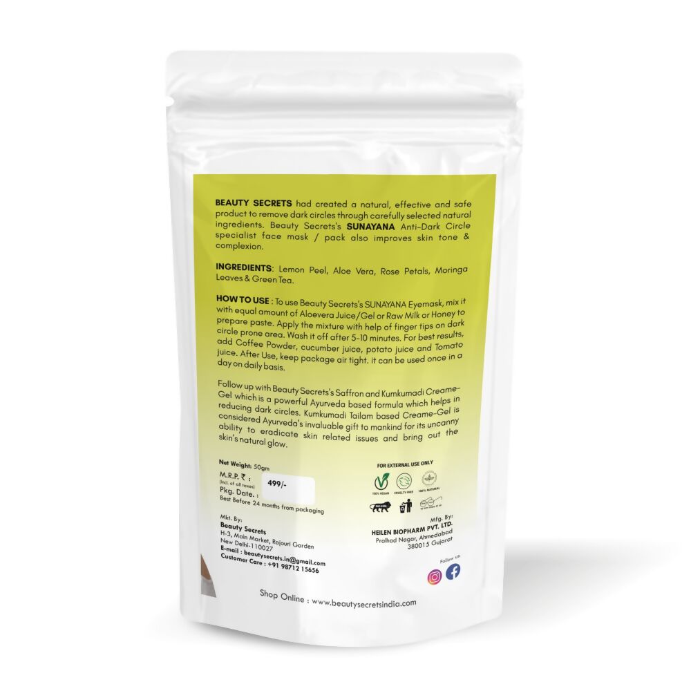 Beauty Secrets Sunayana Anti Dark Circle Face Mask 