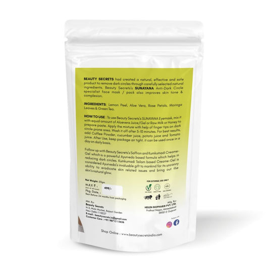 Beauty Secrets Sunayana Anti Dark Circle Face Mask 