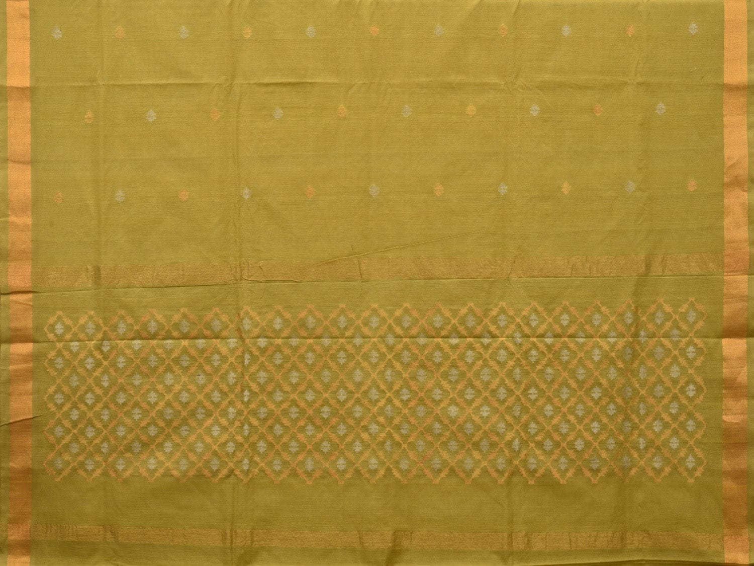 Olive Uppada Cotton Handloom Grab2Buy with Jamdani Pallu Design - Global Threads 