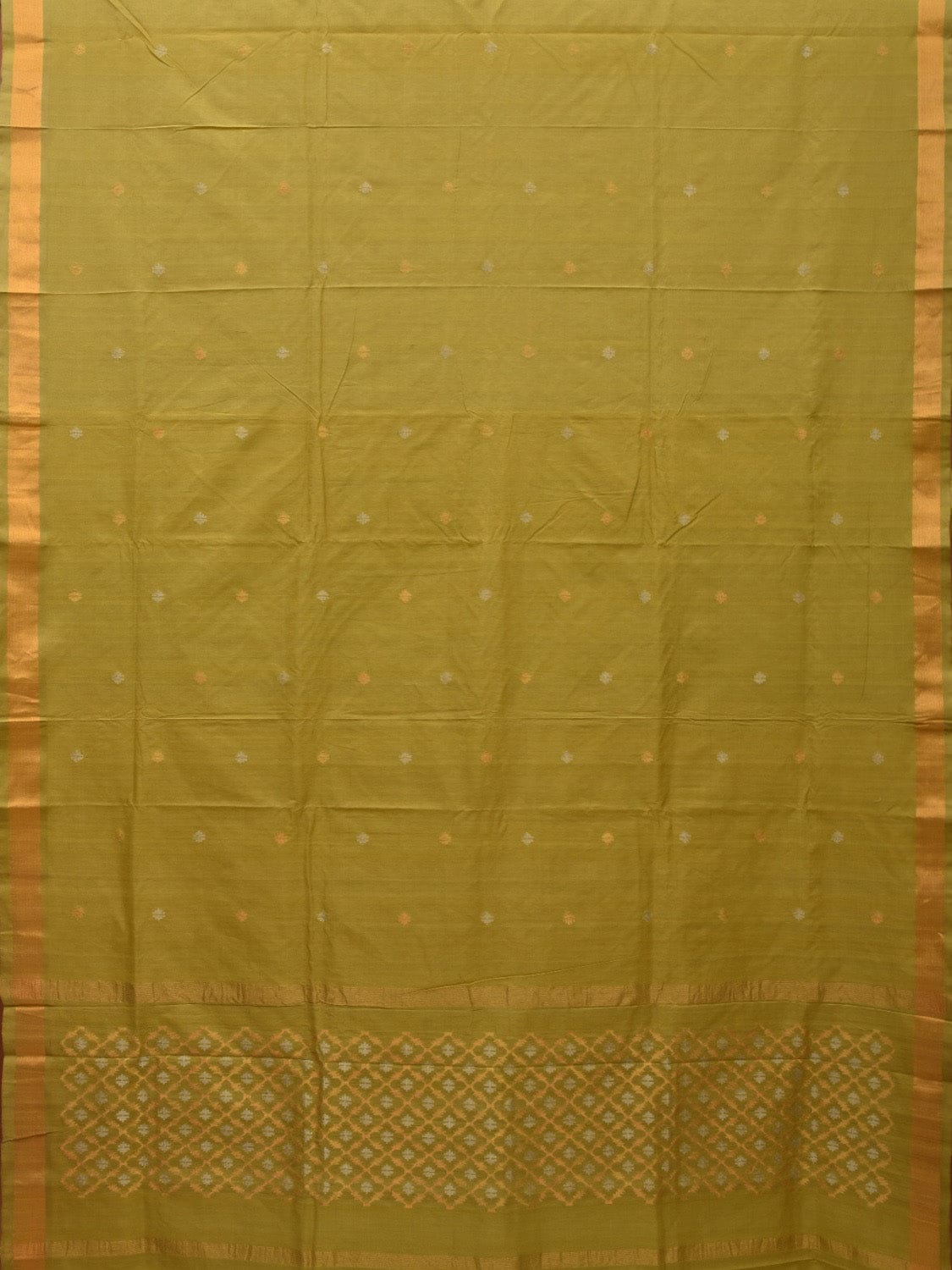 Olive Uppada Cotton Handloom Grab2Buy with Jamdani Pallu Design - Global Threads 
