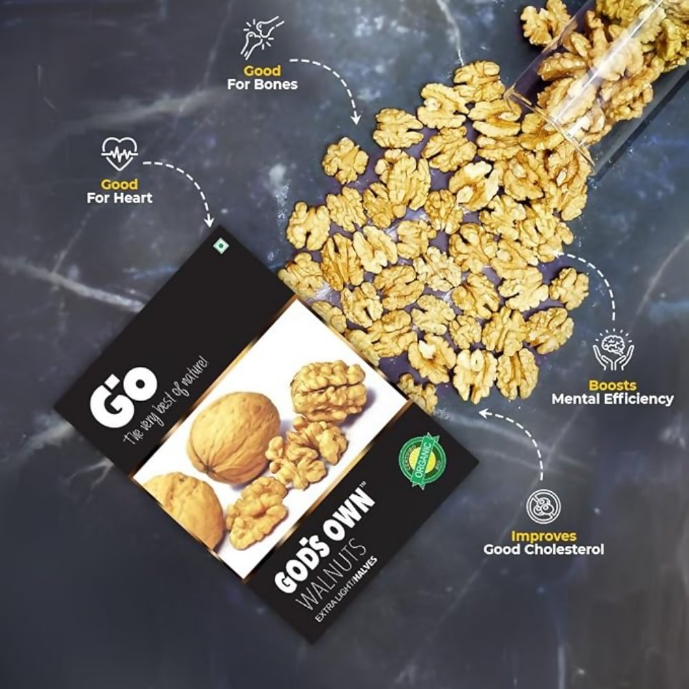 Go Organic Walnut Kernels – Extra Light Halves - Mildy, Earthy