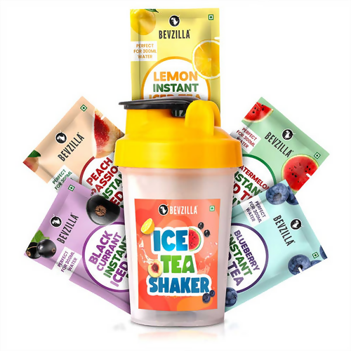 Bevzilla 5 Flavoured Iced Tea Sachets + Shaker 
