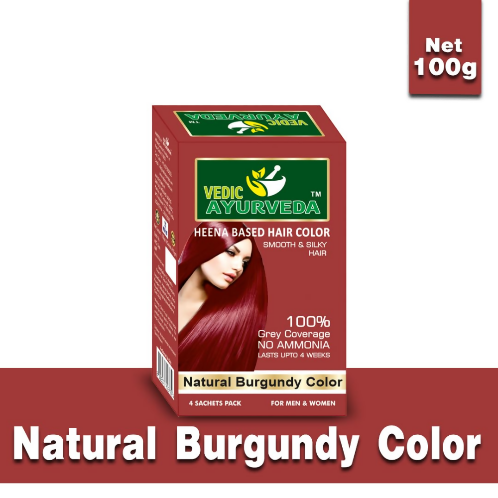 VedicAyurveda Natural Pure Henna Based Hair Color - Natural Burgundy  Grab2Buy VedicAyurveda Grab2Buy