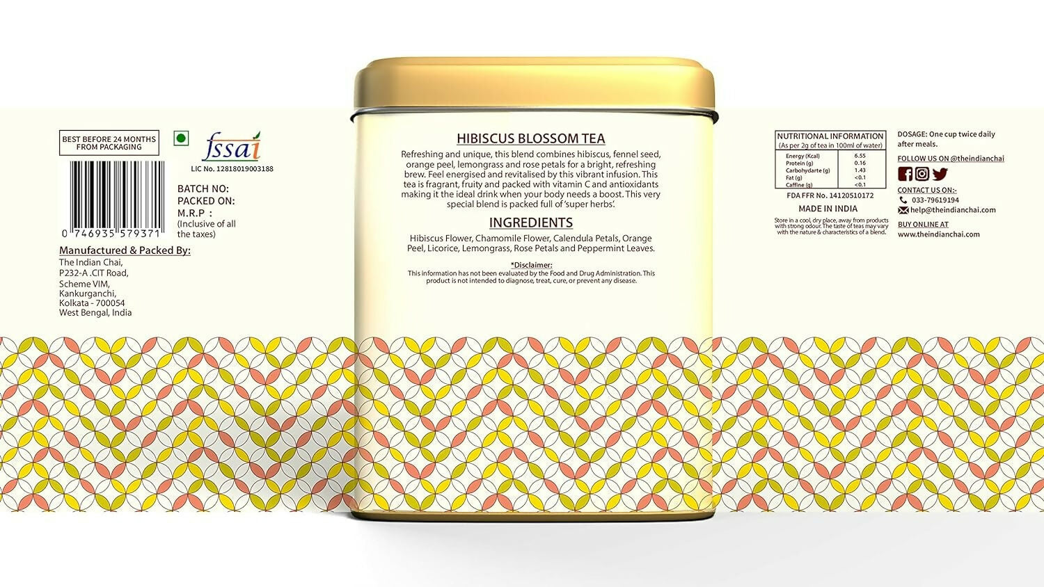 The Indian Chai - Hibiscus Blossom Tea 30 Pyramid Tea Bags 