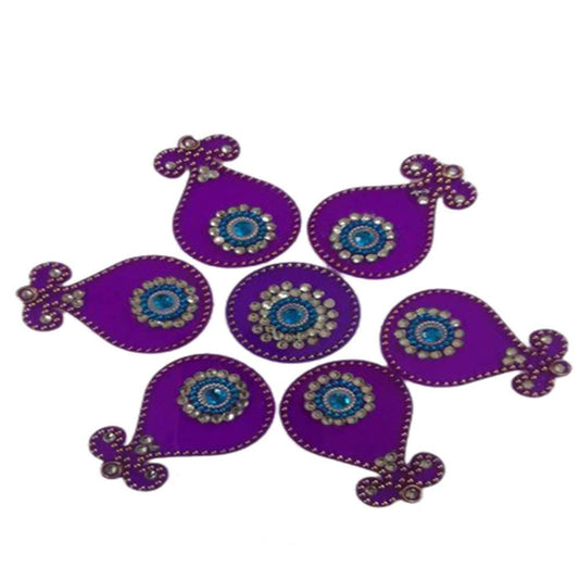 Kundan HandiKrafts Handcrafted Purple Colour Kundan Rangoli - Grab2buy