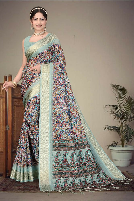 PR Fashion Multi Heavy Rich Cotton Silk Digital Print & Jacquard Saree