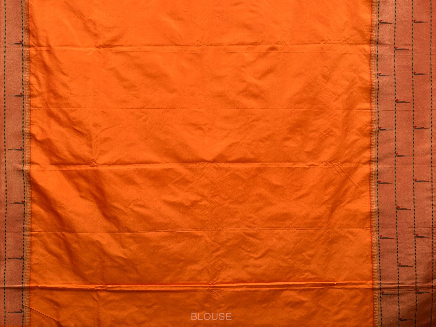 Orange Paithani Silk Handloom Grab2Buy with Triple Muniya Border Design - Global Threads 