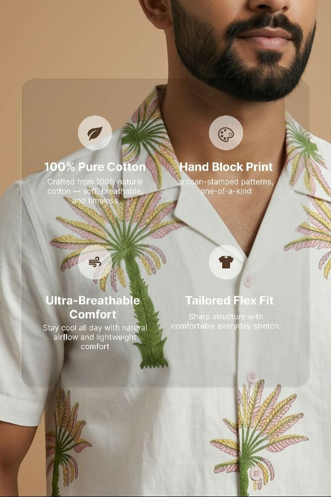 Leisure — Ivory Ajrakh Cotton Shirt by Hilo Design