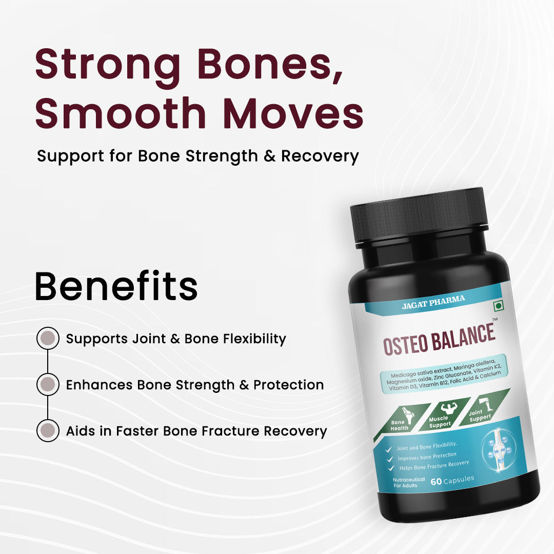 Jagat Pharma Osteo Balance + Roll-On: Strong Bones & Quick Relief Combo 