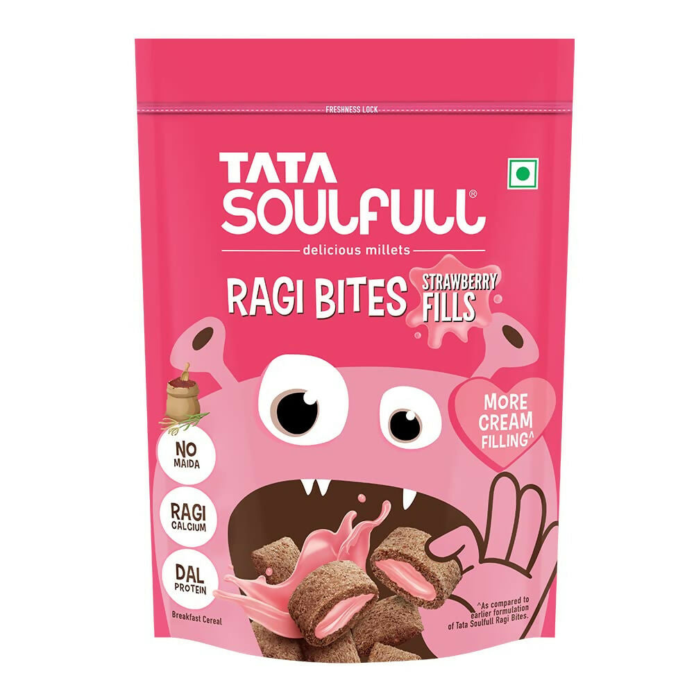 Tata Soulfull Ragi Bites Strawberry Fills Breakfast Cereal - Grab2buy