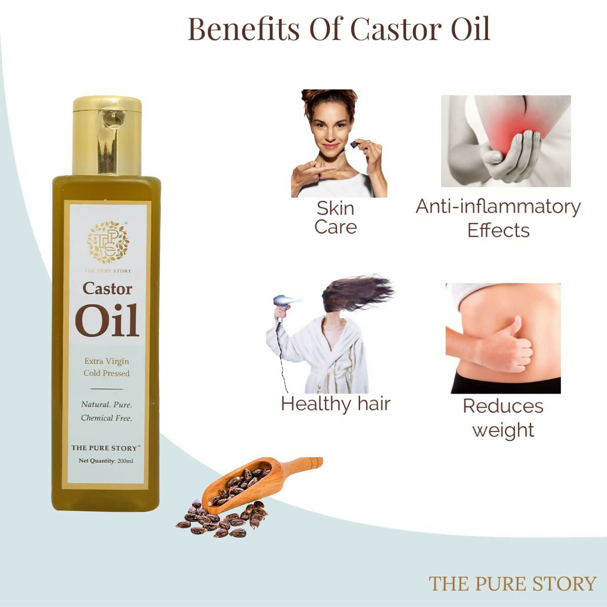 The Pure Story Natural Cold Pressed Castor Hair Oil  Grab2Buy The Pure Story Grab2Buy