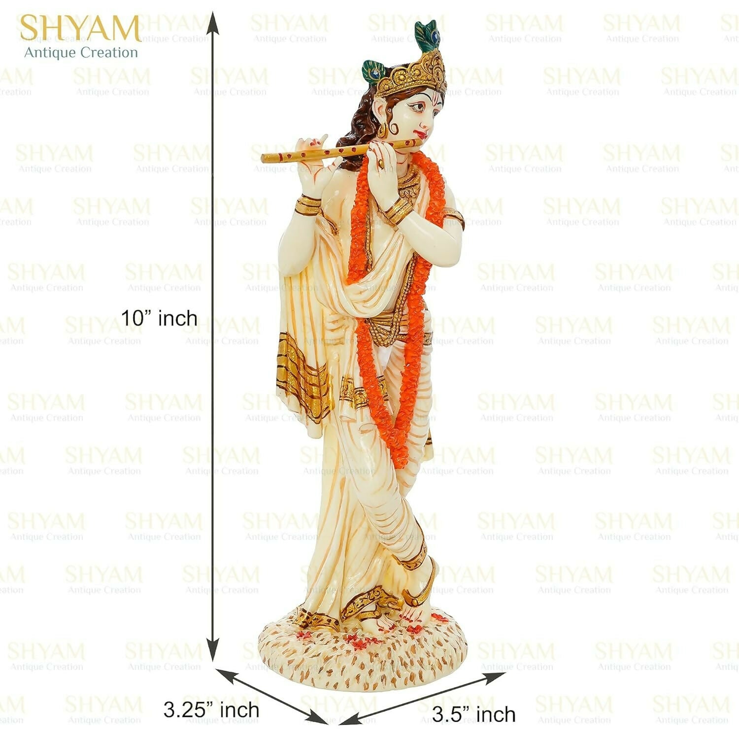 Shyam Antique Creation Lord shri Krishna Playing Flute Standing kanha Idol - Grab2buy