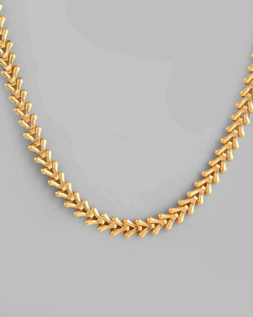 VOJ Gold-Polished Designer V Shaped Chain For Men 