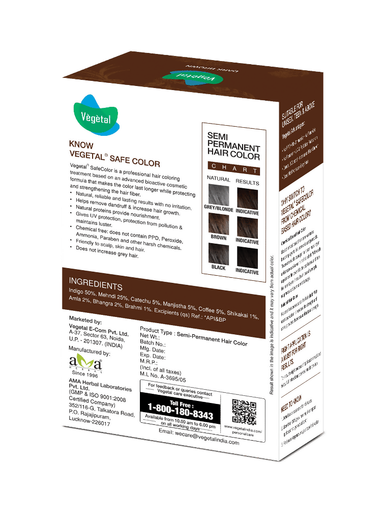 Vegetal Safe Color Hair Color - Dark Brown  Grab2Buy Vegetal Grab2Buy