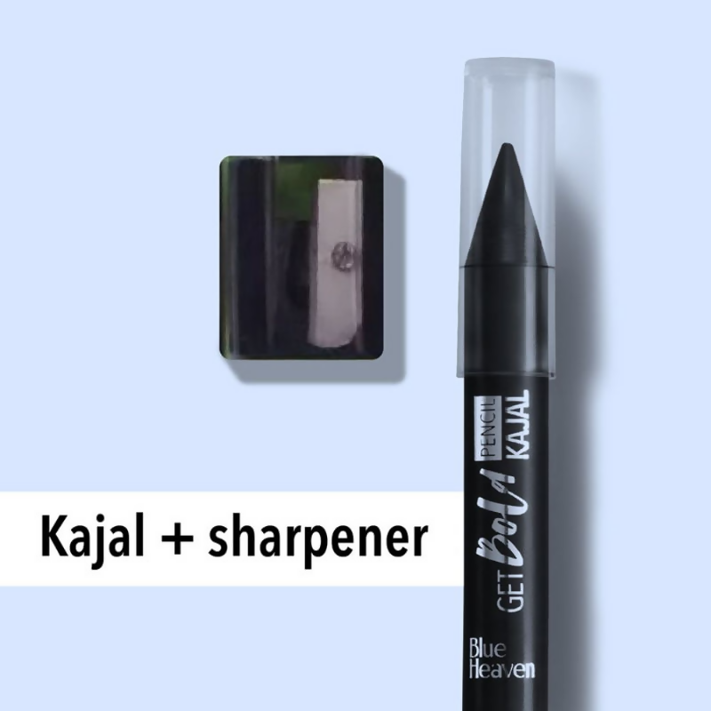 Blue Heaven Get Bold Pencil Kajal With Free Sharperner Or Comphor & Castor Oil - Black  Grab2Buy Blue Heaven Grab2Buy