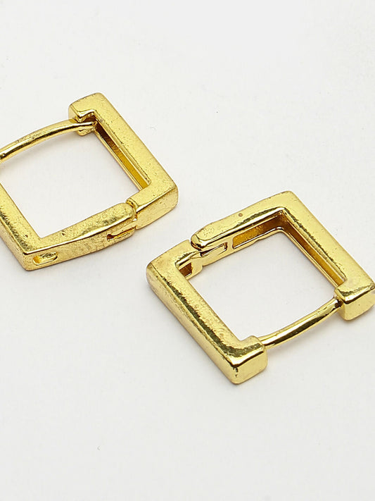 NVR Men's Gold-Plated Geometric Shape Stainless Steel Hoop Earrings - Grab2buy