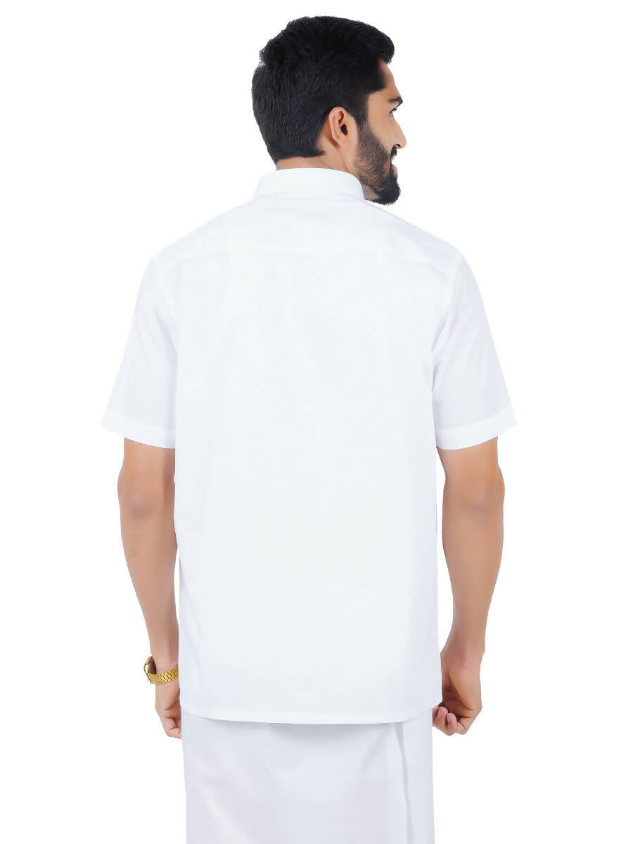Ramraj Cotton Mens Half Sleeve Royal Cotton White Shirt 