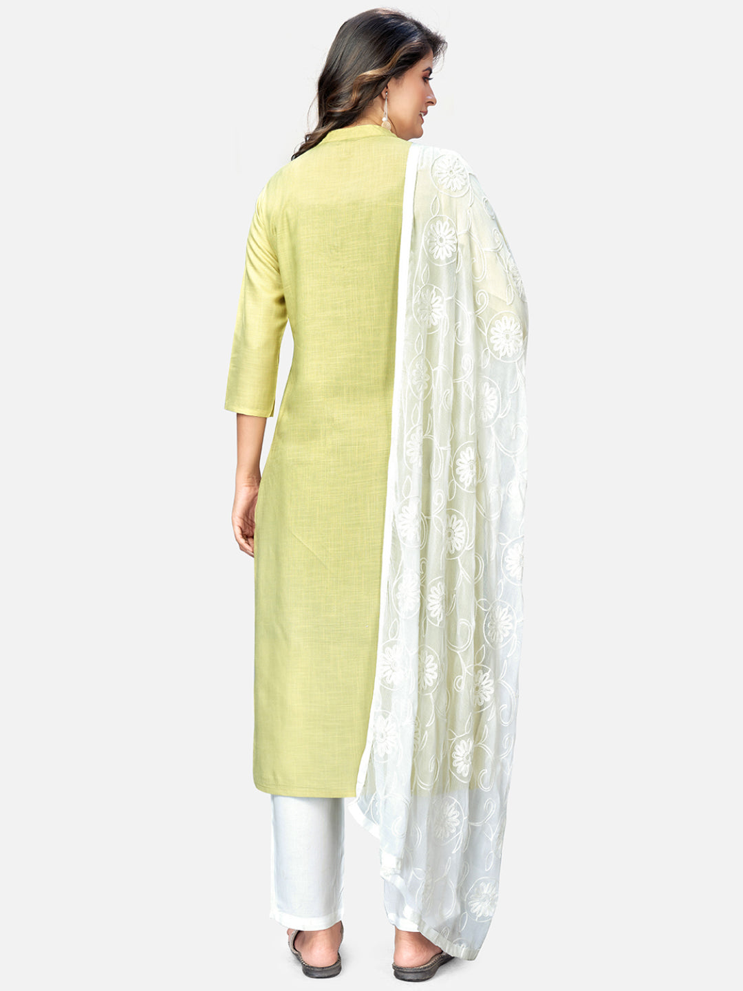 NOZ2TOZ Women Lime Green Kurta With Pant & Dupatta (3pcs set) 