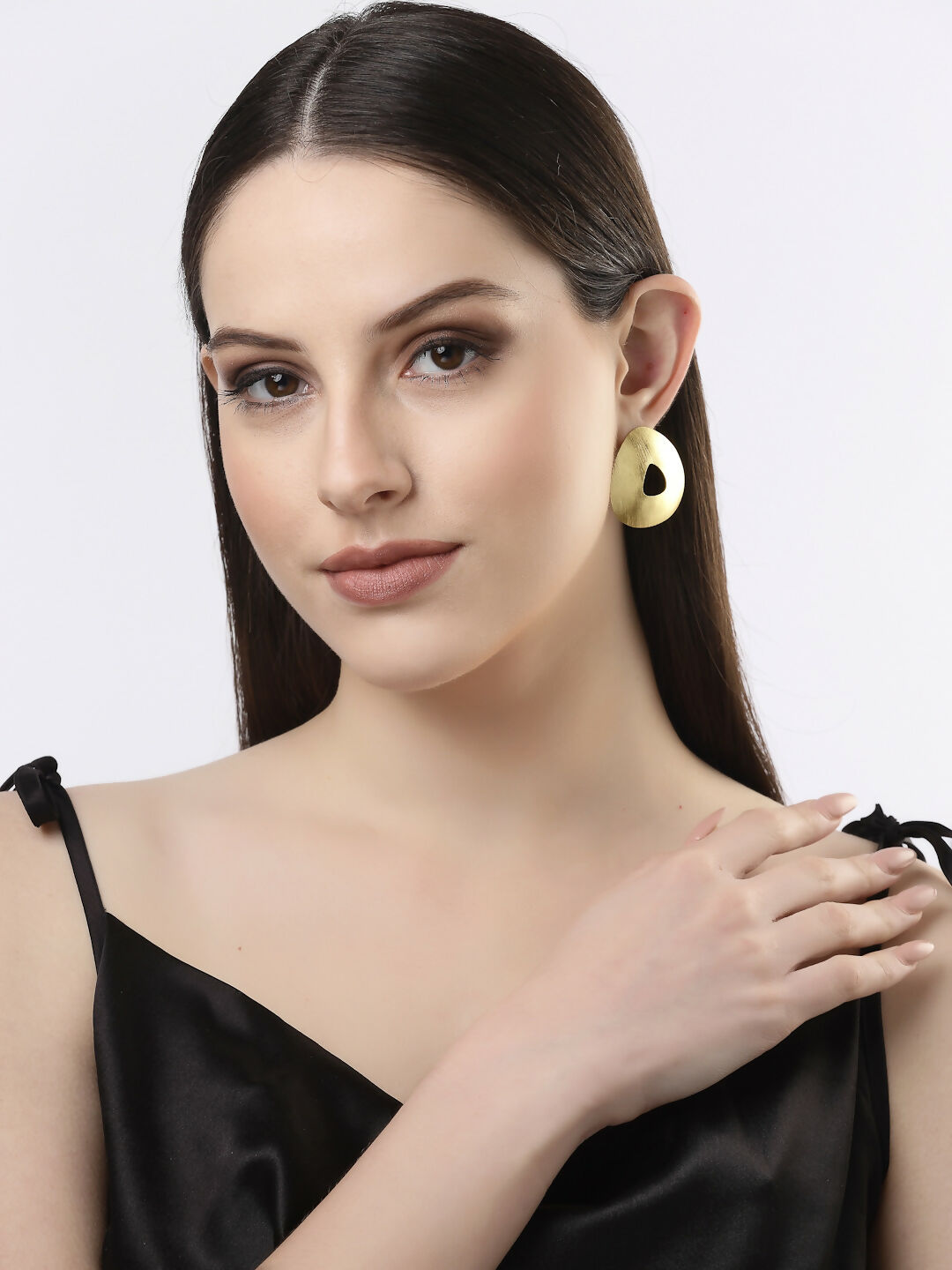 NVR Women Gold-Plated Alloy Triangular Drop Earrings - Grab2buy