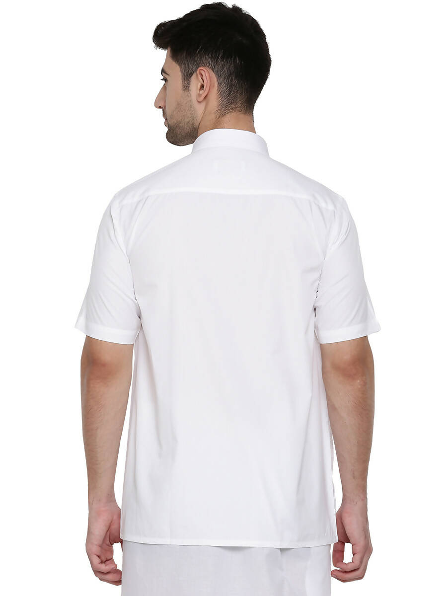 Ramraj Cotton Mens Half Sleeve Formal 100 % Cotton White Shirt 