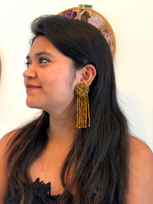 Inhanns Small Statement Studs Earrings - Golden