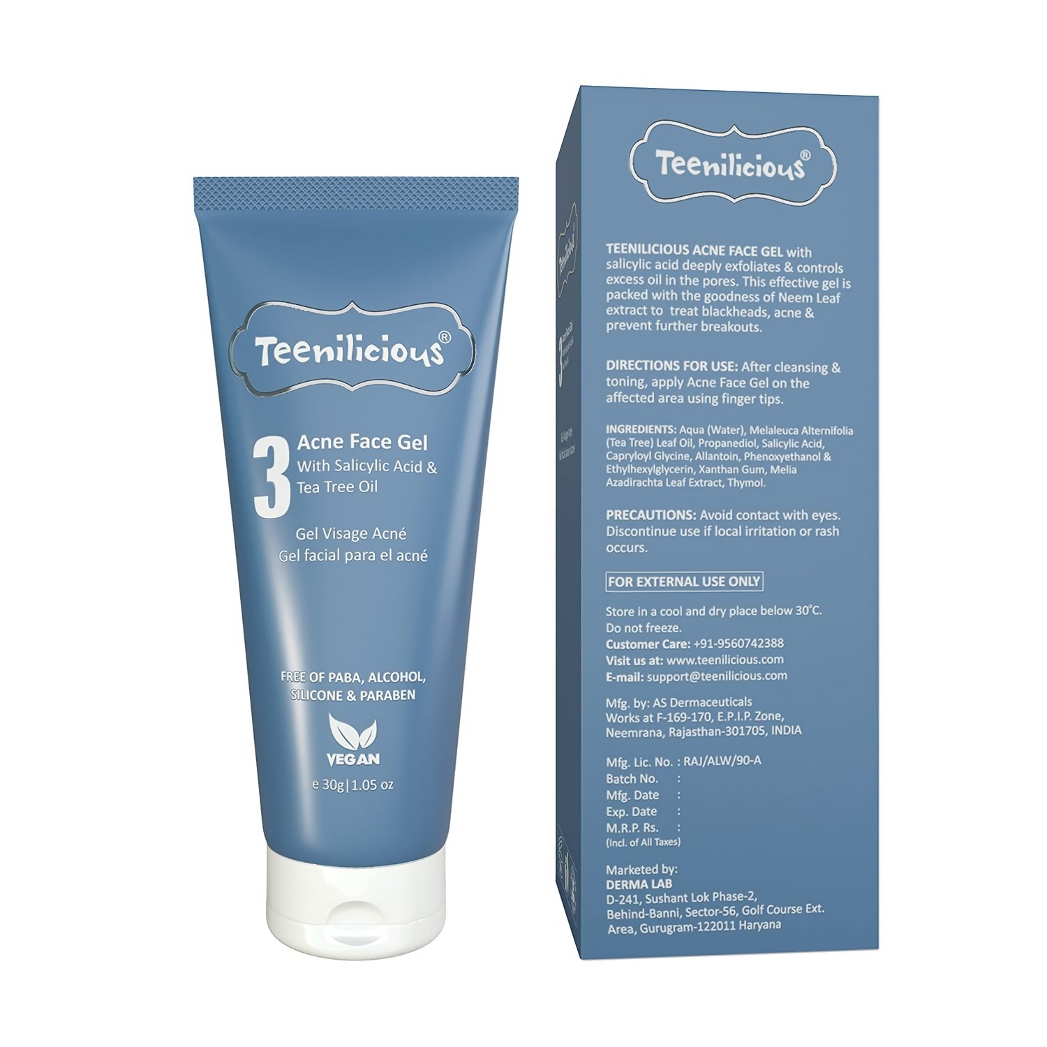 Teenilicious Acne Face Gel With 2% Salicylic Acid & Tea Tree Oil 