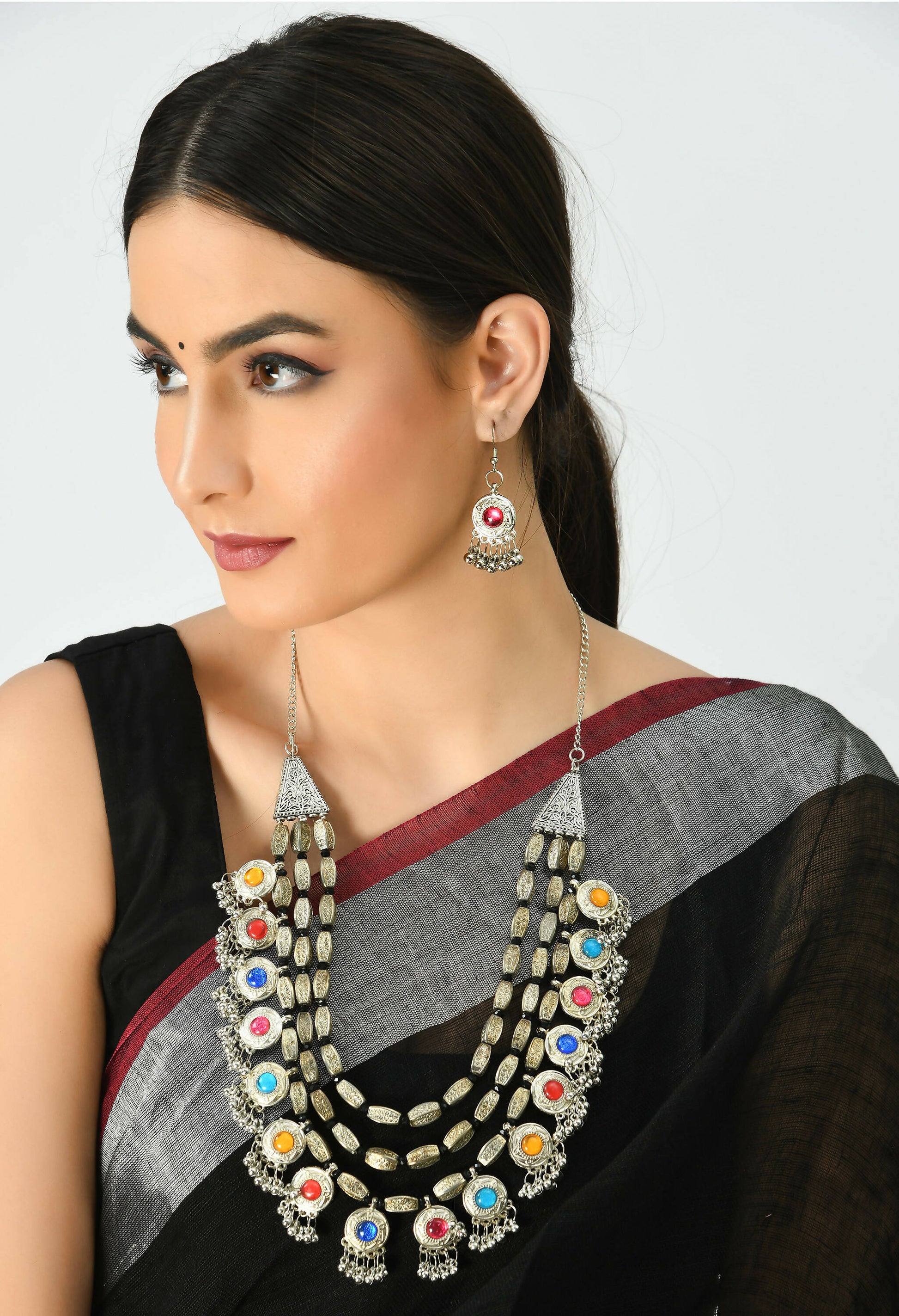 Mominos Fashion Johar Kamal Handicraft Finish Kundan Work Long Necklace For Women (Multi) - Grab2buy