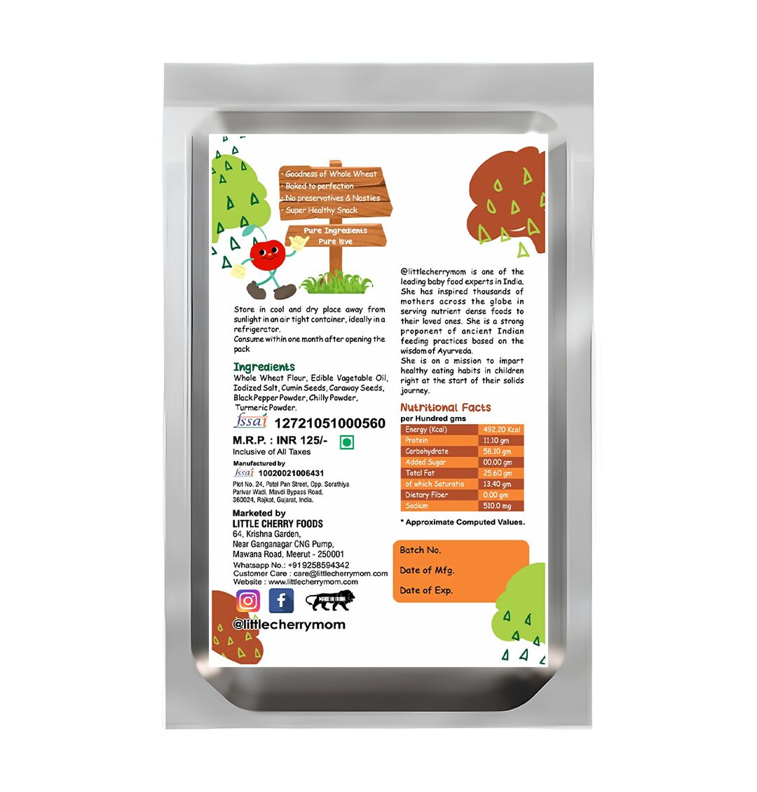 Littlecherrymom Whole Wheat Khakhra ?Masala | Swadesiicart