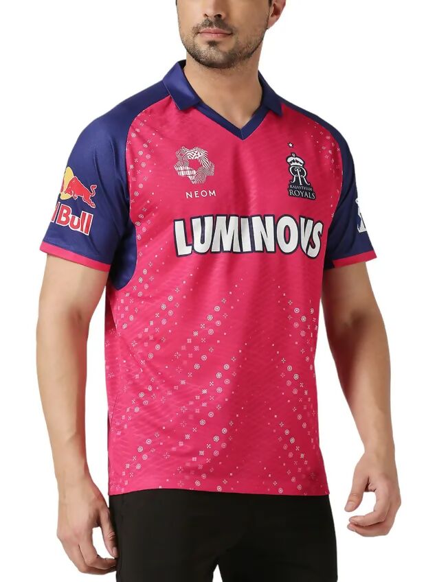 Rajasthan Royals Men Pink Typography Printed Half Sleeves Jersey IPL, T20 
