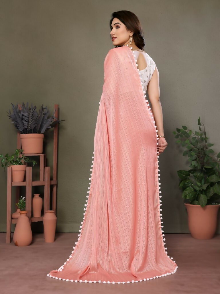 Designer Partywear Peach Banglor Fancy Saree - Kanak
