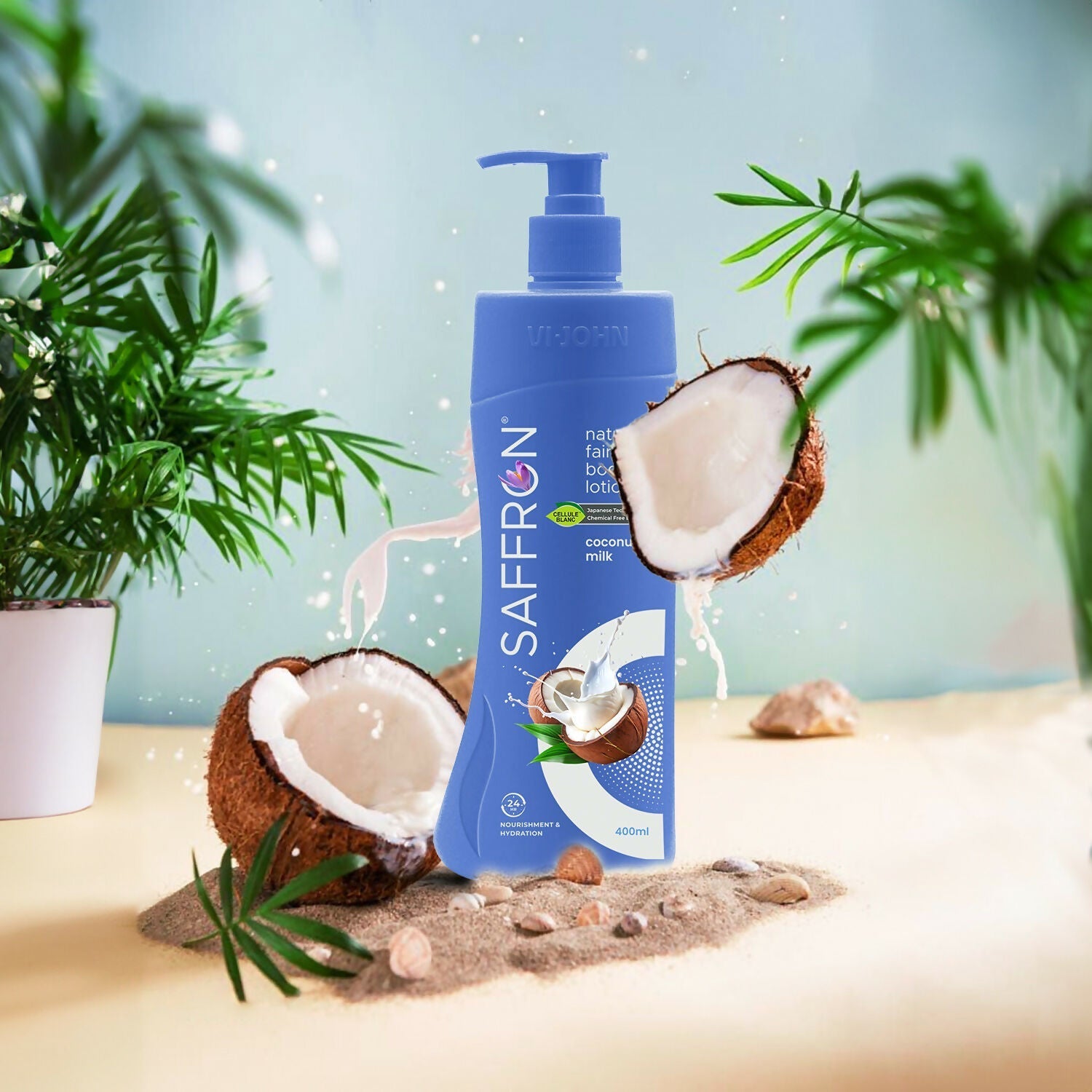 VI-JOHN Saffron Natural Fairness Body Lotion Coconut Milk Deep Hydration & Radiant Glow For All Skin Types  Grab2Buy VI-JOHN Grab2Buy