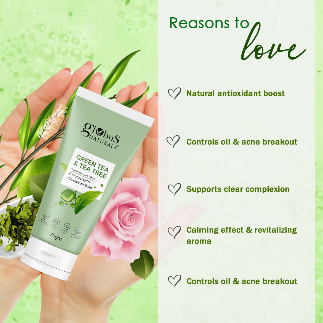 Globus Naturals Green Tea & Tea Tree Face Wash 