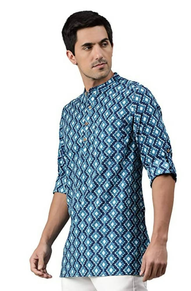 Janasya Men's Blue Cotton Kurta