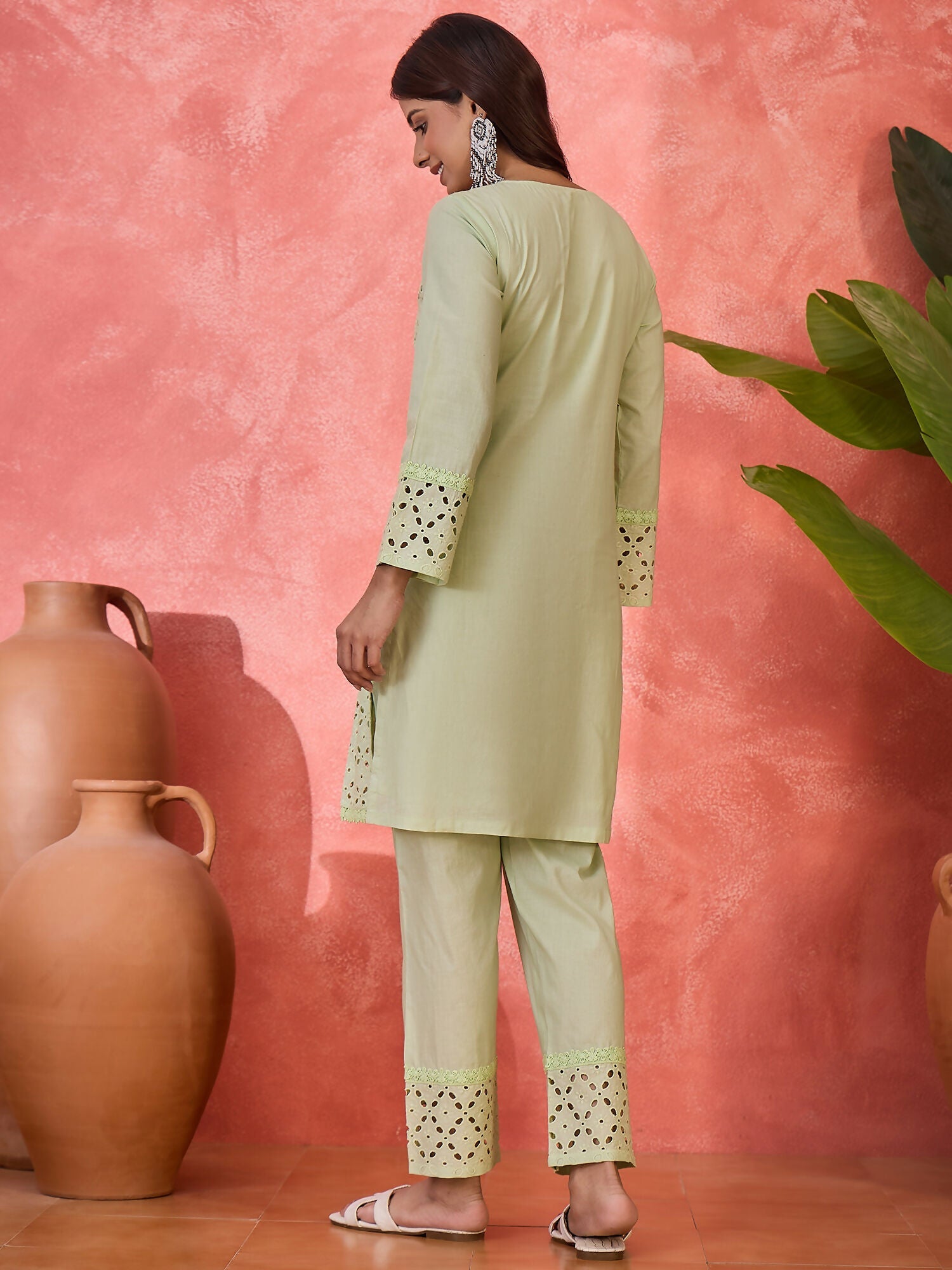 Joban Fashion Embroidery Green Pure Cotton Cord Set