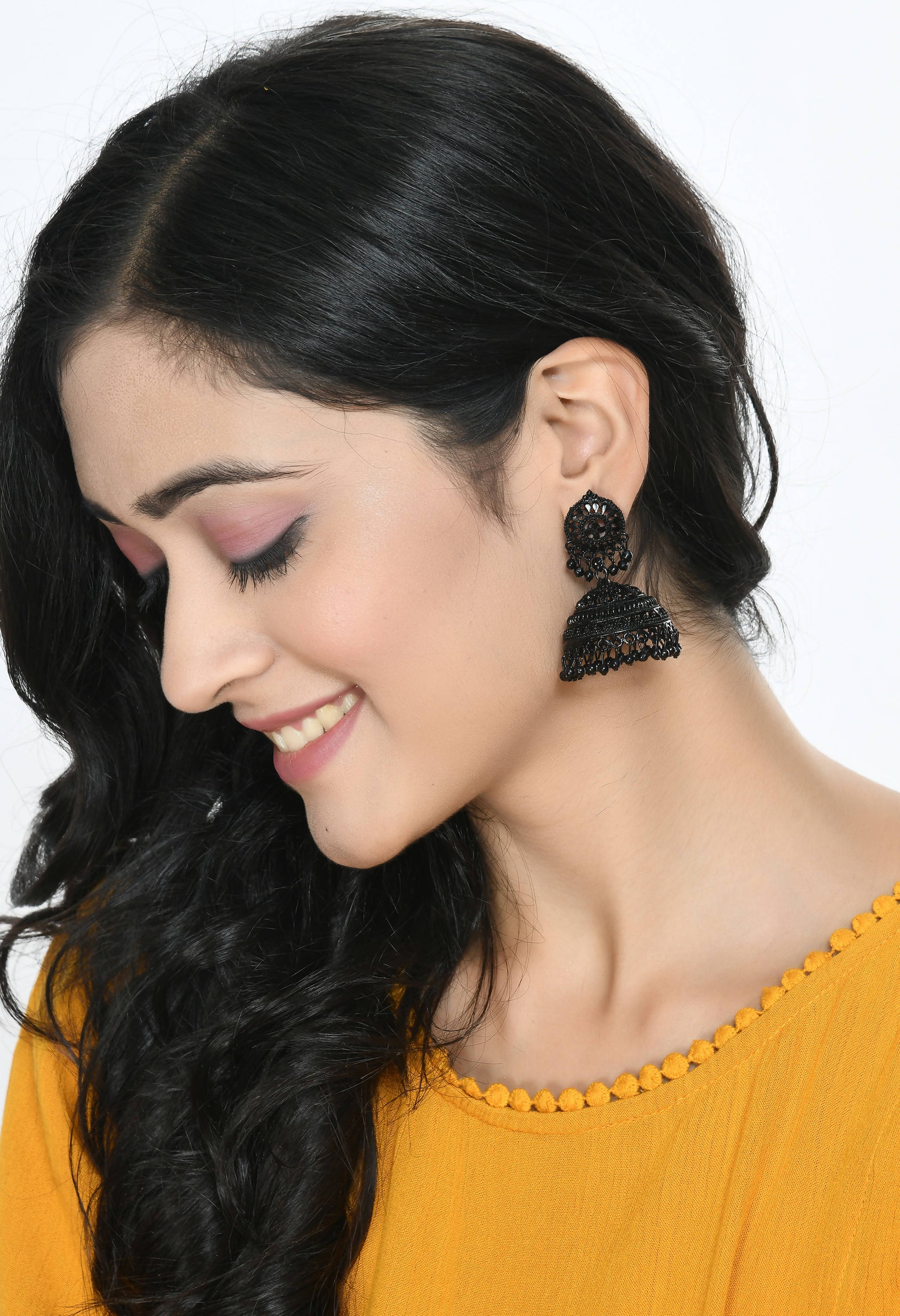 Mominos Fashion Johar Kamal Latest Design Black Color Jhumkas - Grab2buy