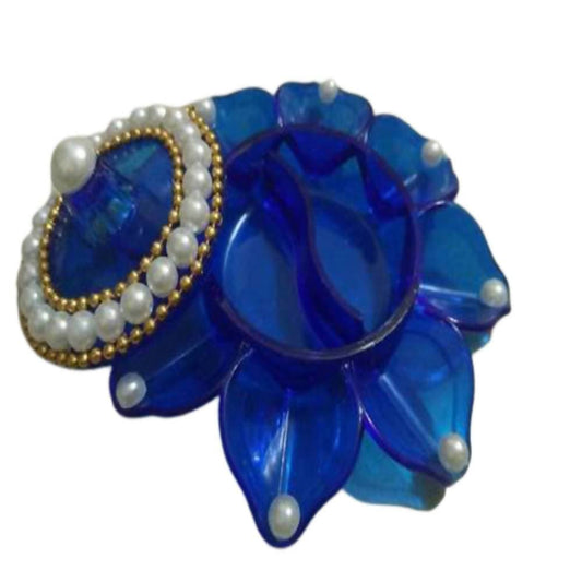 Kundan HandiKrafts Designer Haldi Blue Kumkum Holder - Grab2buy