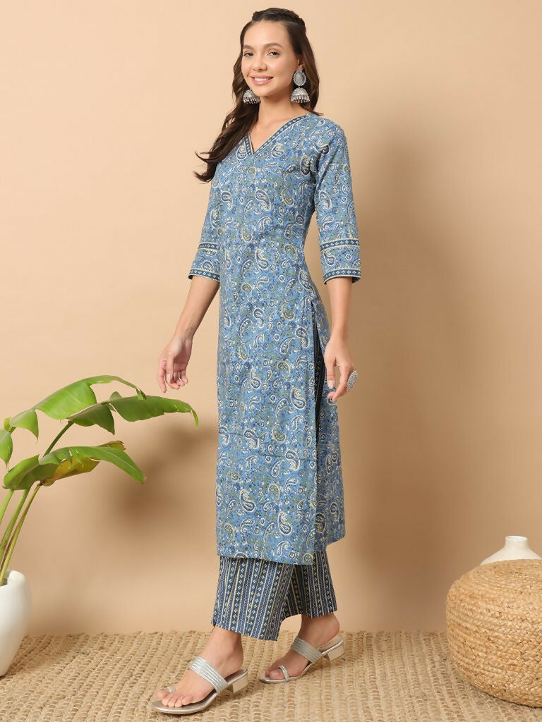 FIORRA Women's Wine Cotton Straight Kurta Set 