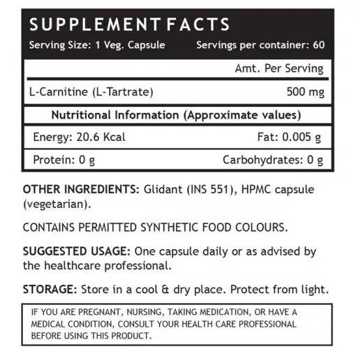 Inlife L-Carnitine L-Tartrate Capsules 