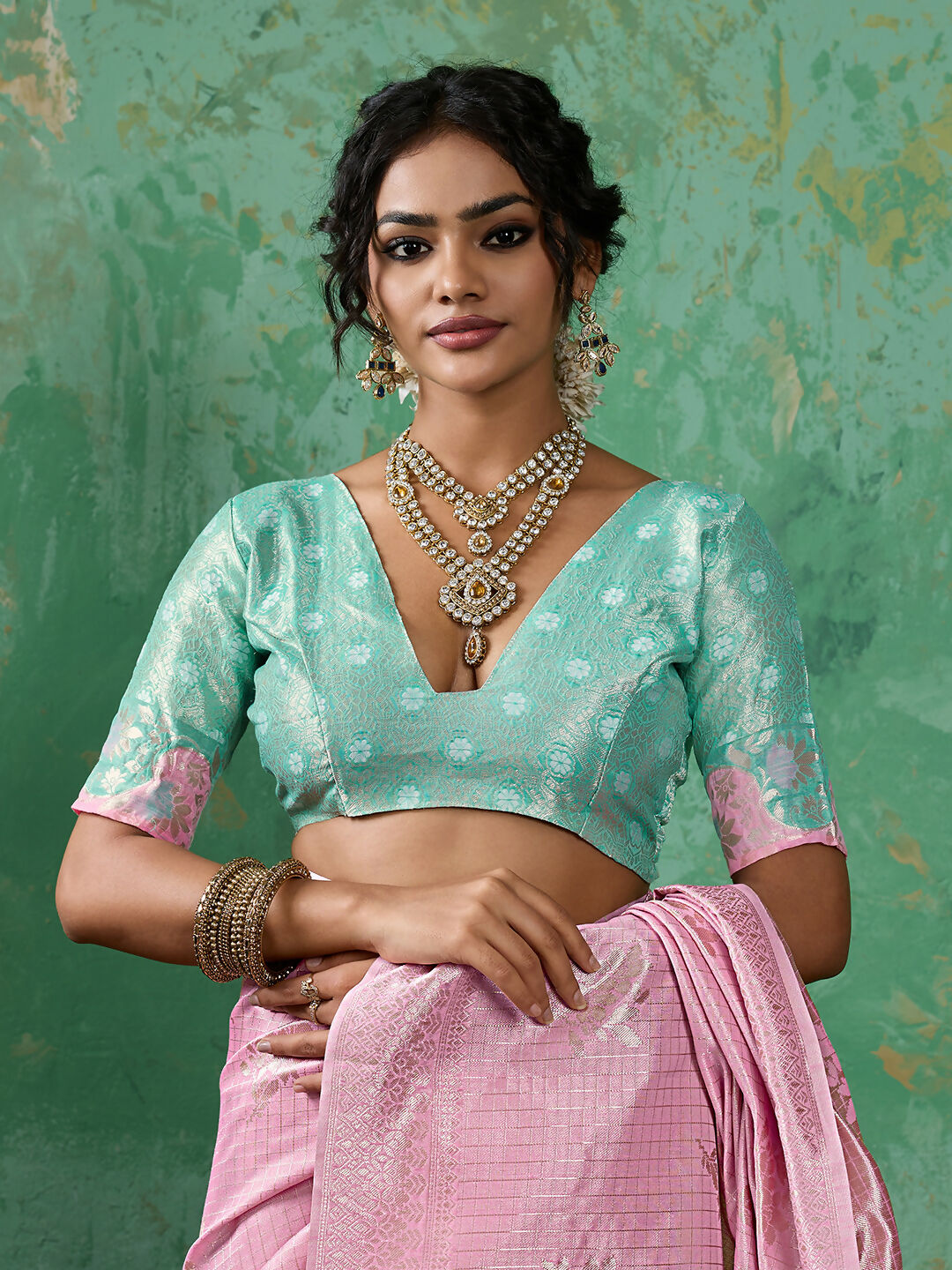 Shree Shyam Fashion Pink Linen Cotton Saree