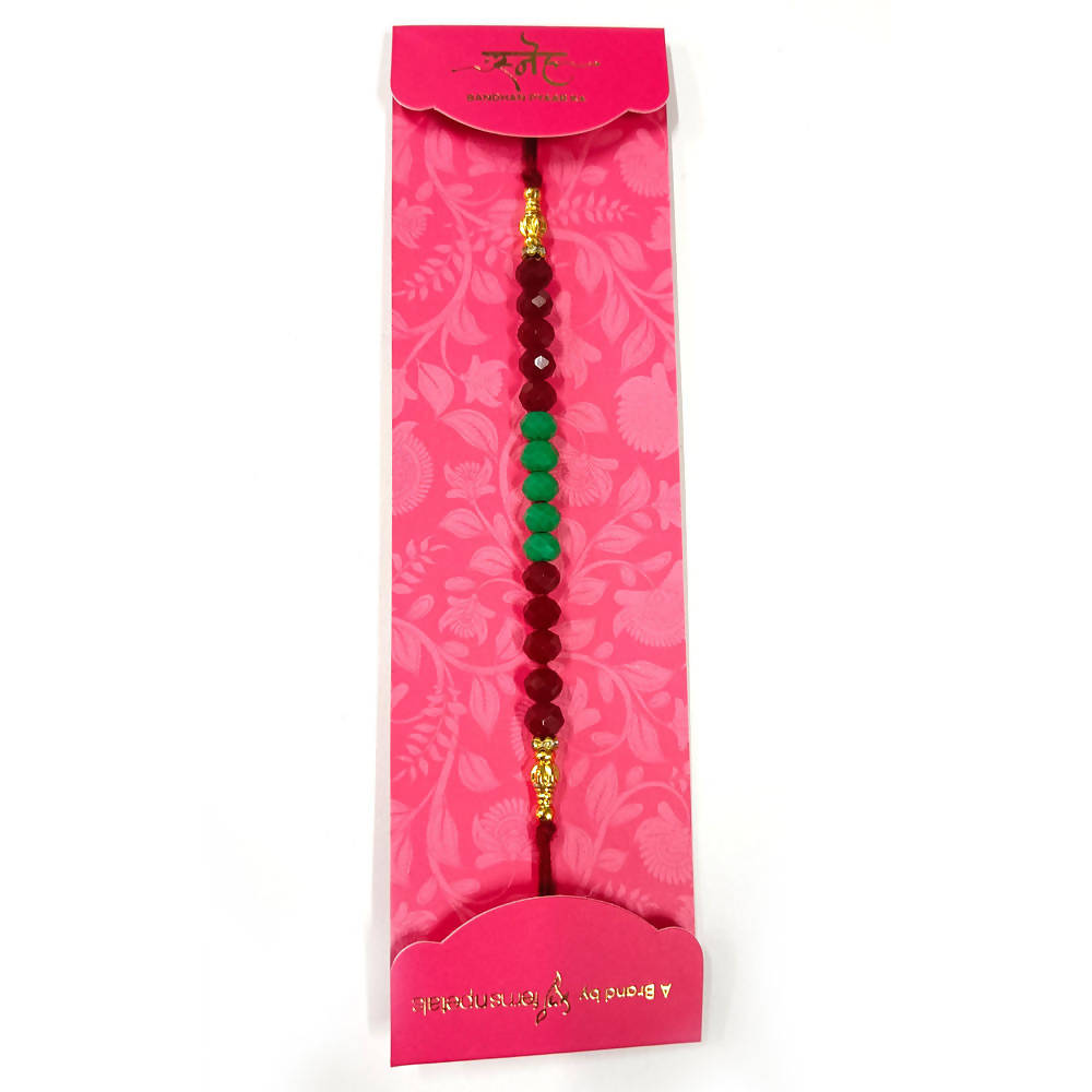 Green & Maroon Stones Rakhi 