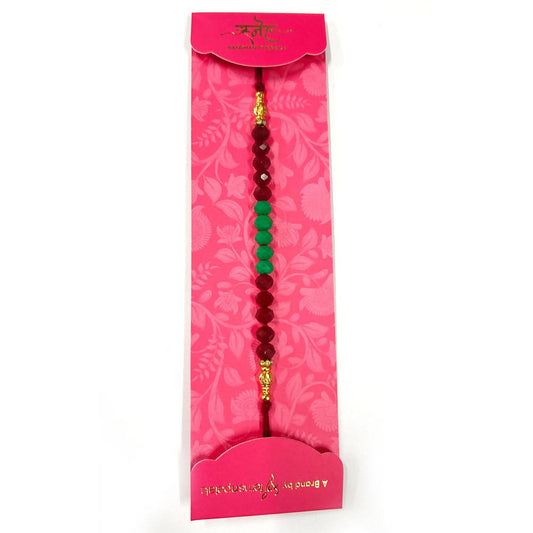 Green & Maroon Stones Rakhi 