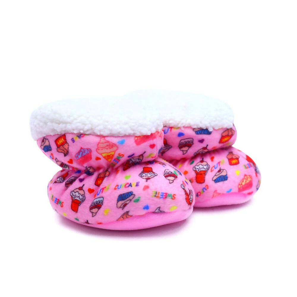 Tiny Bugs Unisex Printed Winter Booties - Pink  Grab2Buy Tiny Bugs Grab2Buy