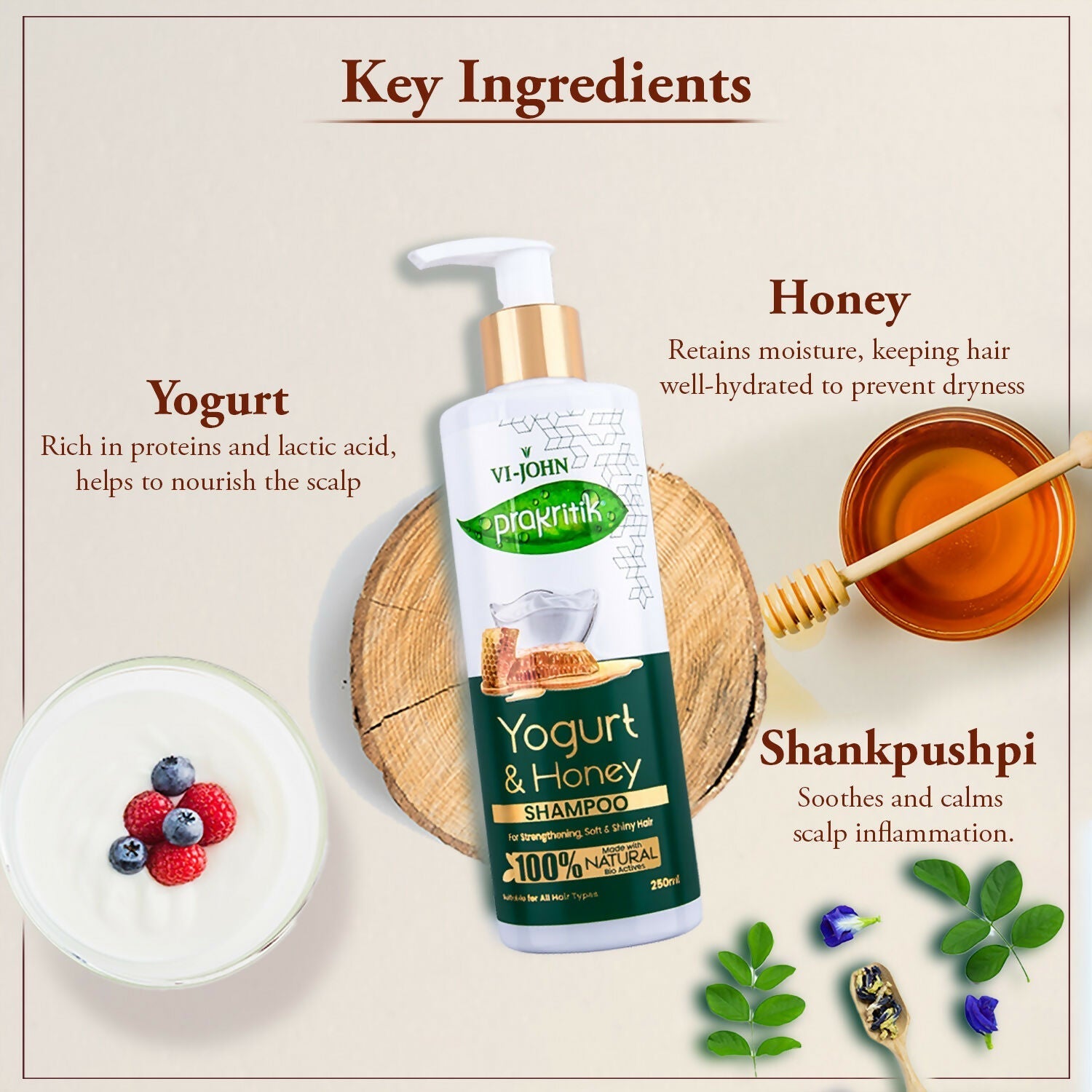 VI-JOHN Prakritik Yogurt & Honey Shampoo Cleanses Scalp, Made With 100% Natural Bio Actives  Grab2Buy VI-JOHN Grab2Buy