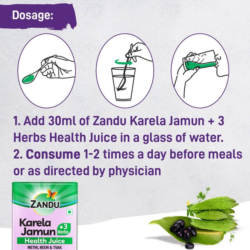 Zandu Karela Jamun + 3 Herbs Health Juice 