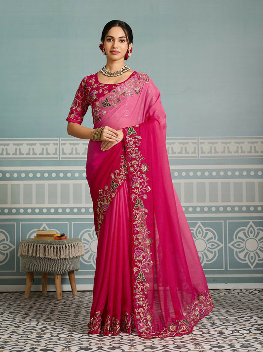 Teeya Creation New Exclusive Wedding Wear Georgette Saree-Pink