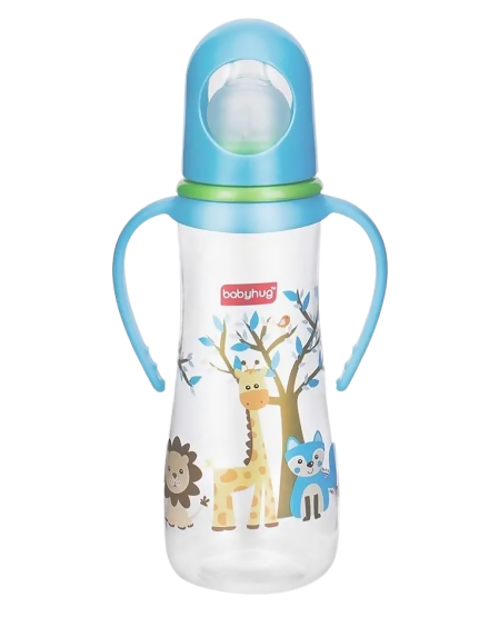 Babyhug Bubble Anti-Colic Sterilizable Feeding Bottle With Handles Blue White 