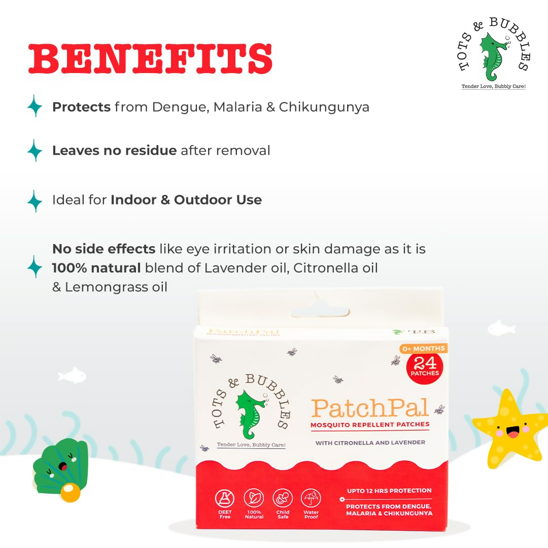 Tots And Bubbles Patchpal Natural Mosquito Repellant Patches For Babies 